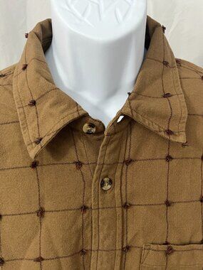 Corridor New York Men's Tan Brown Woven Heavy Long Sleeve Shirt Large L